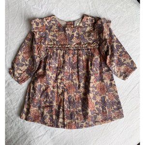 LOUIS LOUISE Lurex Floral Indian Gauze Dress Sz 6 Months NWOT Boho French Label